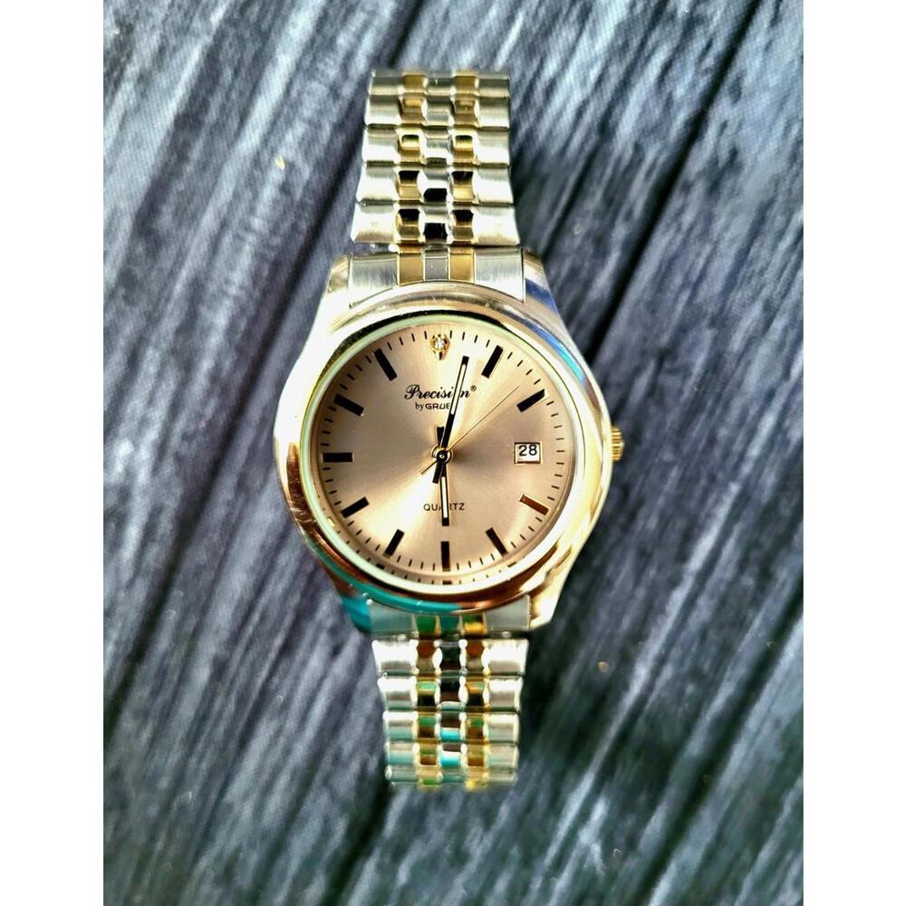 Vintage Rare Gruen Diamond Mens Watch‎ Retro Classic New Batt